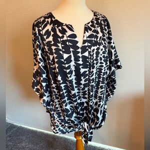 Chico's Navy and White Patterned Blouse